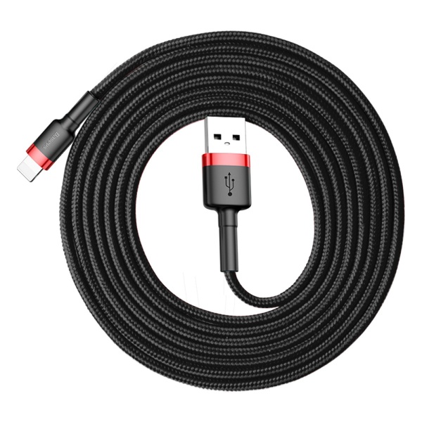 Cablu Baseus Cafule Cablu Din Nailon Durabil USB / Lightning QC3.0 1,5A 2M Negru-Rosu CALKLF-C19